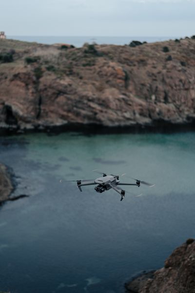 Drone flying above the coastline